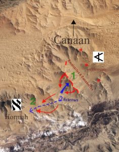 Numbers 13, ancient maps, Bible history, military history, Bible battles, defeat at Hormah
