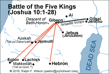 Ancient Middle East map, ancient maps, Biblical maps, Amorite Kings, Joshua and the Gibeonites, Battle of Gibeon, Joshua 9, Joshua 10, Five Amorite Kings.