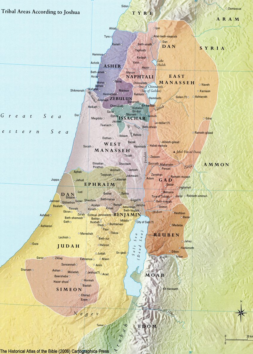 Ancient Middle East map, ancient maps, Biblical maps, Allotment PROMISED LAND, Conquest of Canaan, 12 Tribes Land Division, Israelite Settlements, Joshua 13