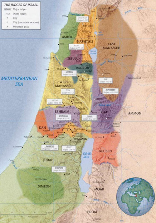 ancient maps, Ancient Middle East map, Bible map, Kingdom of Israel, ancient warfare, Bible battles, The Book of Judges, Invasion of Canaan; Occupation of the Promised Land, Judges 3